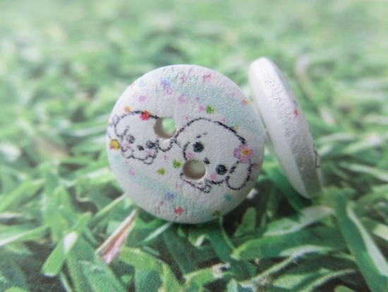 Preview: Holz Knopf Ohrstecker Hunde Welpen Muster